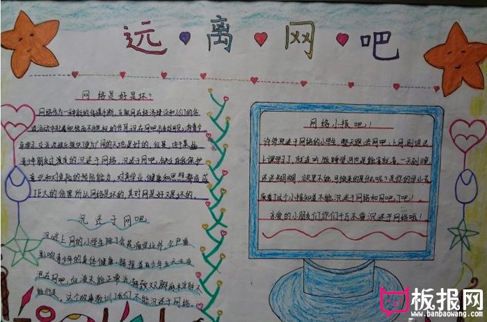 绿色上网健康成长手抄报，远离网吧