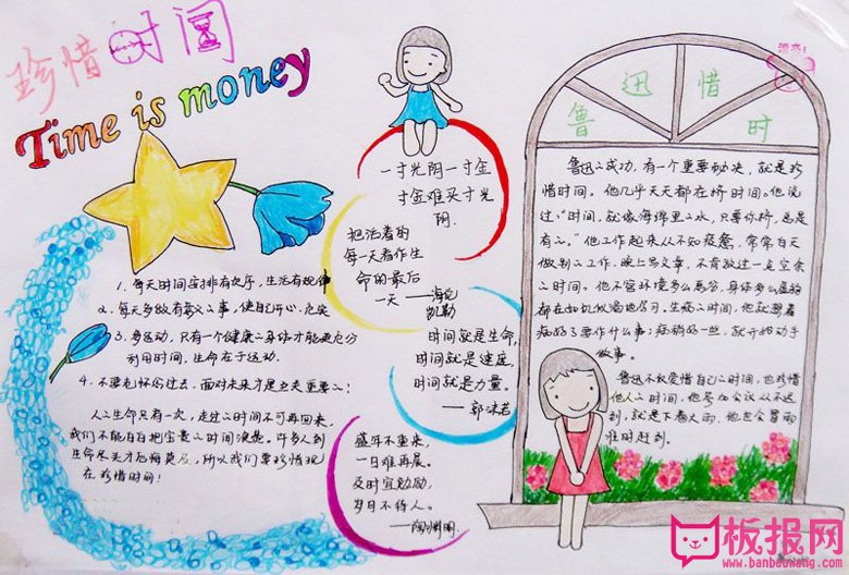 珍惜时间手抄报，Time is money