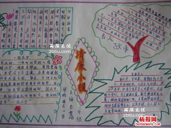 清廉小报手抄报,名人故事