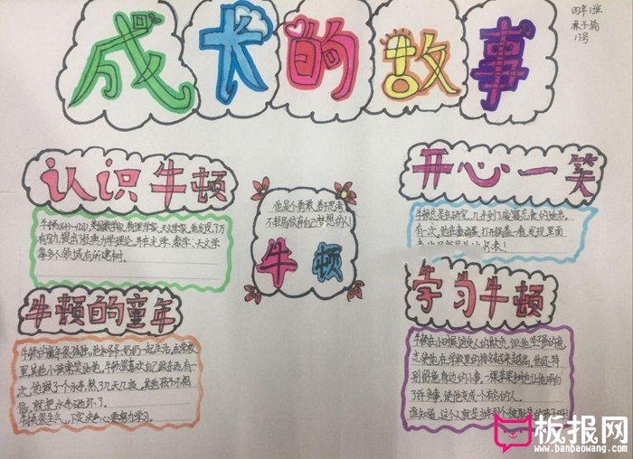 好看的名人故事手抄报图片，牛顿的童年