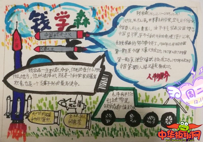 名人故事手抄报简单的，中国航天之父钱学森