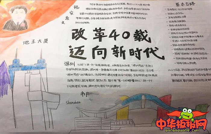 改革开放40周年手抄报，迈向新时代