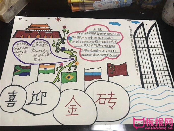 关于厦门金砖会议手抄报，喜迎金砖