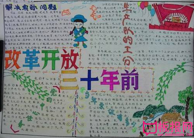 改革开放手抄报，30年前的中国
