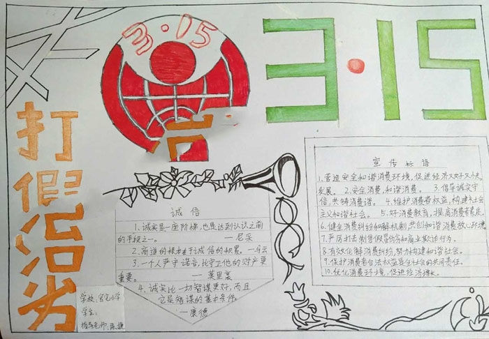 3.15消费权益日手抄报图片，打假治劣