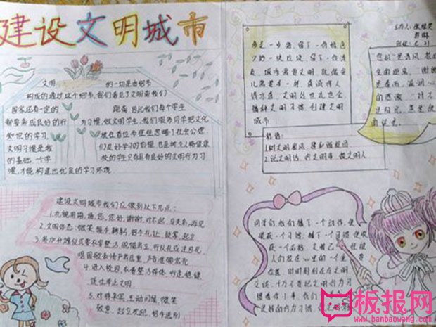 创建文明城市手抄报图片，文明从言行开始