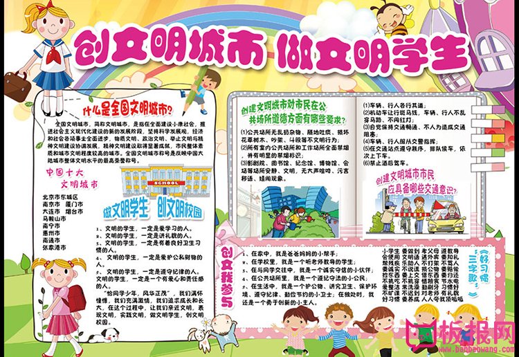 创建文明城市手抄报图片，争做文明学生