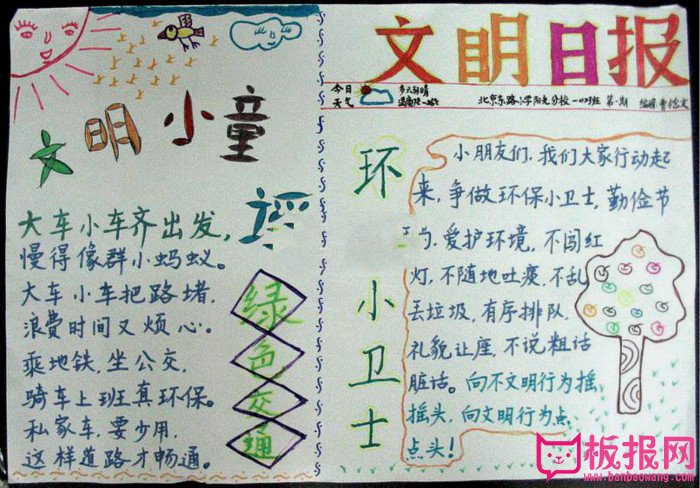 创建文明城市手抄报三年级，文明日报