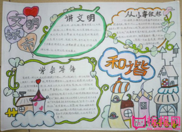 创建文明城市手抄报图片，文明城市