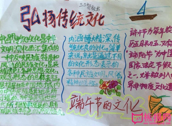 中国传统文化手抄报图片，端午节的文化