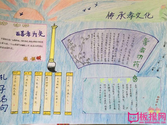 中国传统文化手抄报图片，传承孝文化