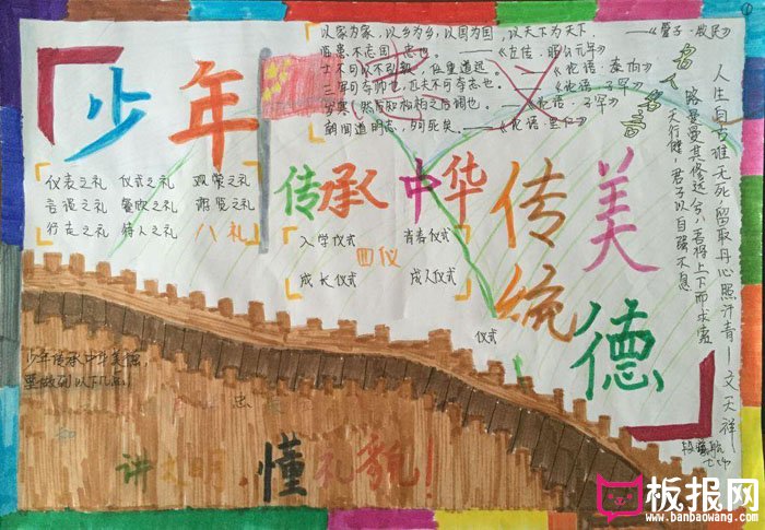 生活中的传统文化手抄报，少年传承中华美德