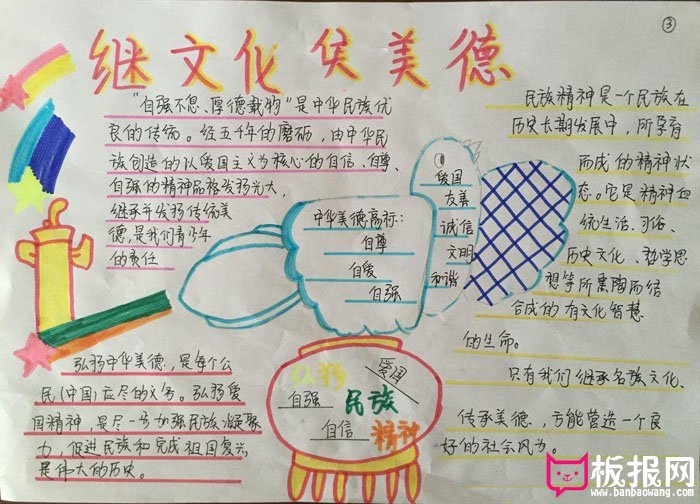 生活中的传统文化手抄报，弘扬中华美德