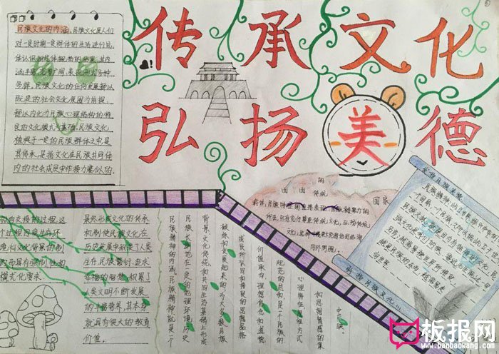 生活中的传统文化手抄报，弘扬中华美德