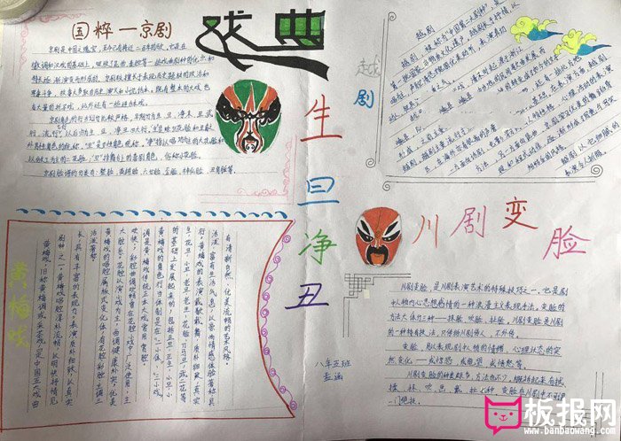 中国传统文化手抄报图片，生旦净丑