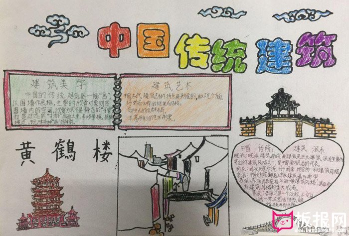 传统文化手抄报图片，黄鹤楼