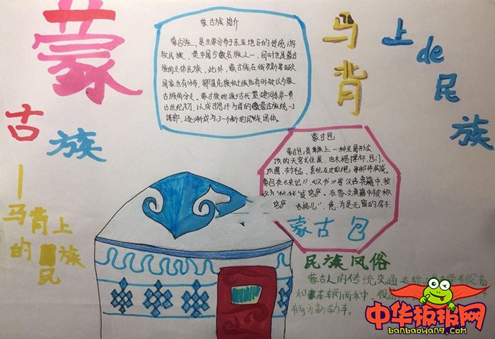民风民俗手抄报简单的，马背上的民族蒙古族