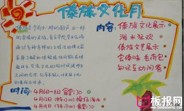 中华习俗，傣族风俗习惯手抄报