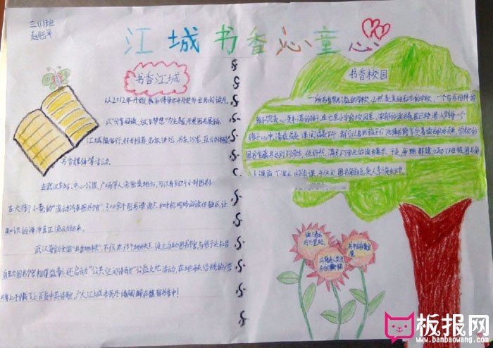书香江城手抄报，江城书香沁童心
