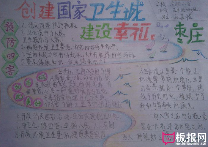 创建卫生城市手抄报图片，建设幸福枣庄