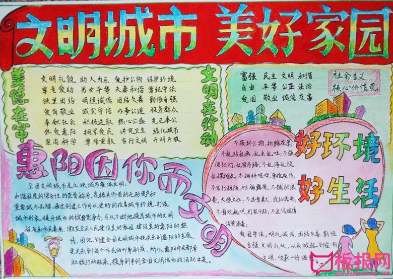 创建文明城市手抄报，文明城市美好家园