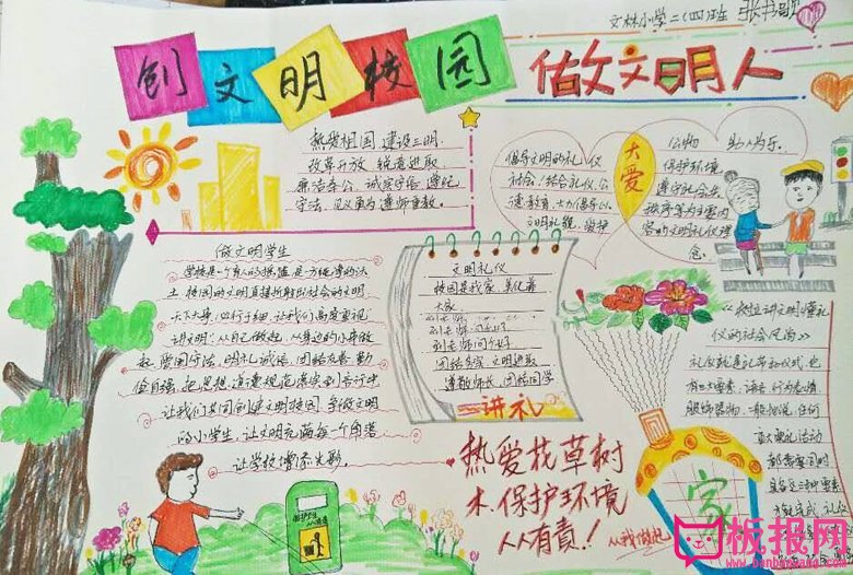 文明城市手抄报内容，创文明校园做文明人