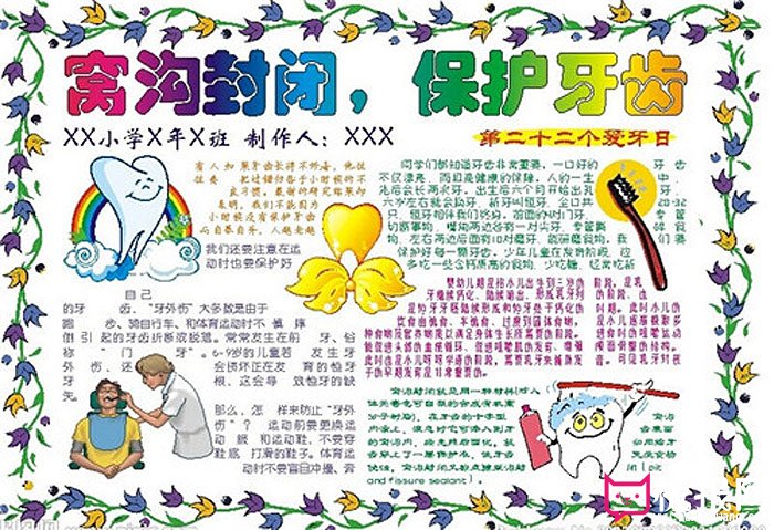 爱牙电子手抄报，窝沟封闭保护牙齿