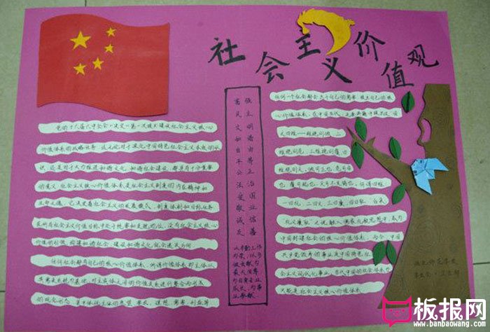大学生社会主义核心价值观手抄报图片，24字记心间