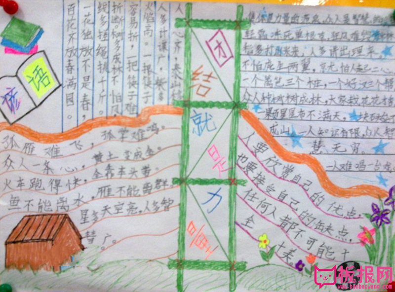 团结的力量无限大，团结友爱手抄报