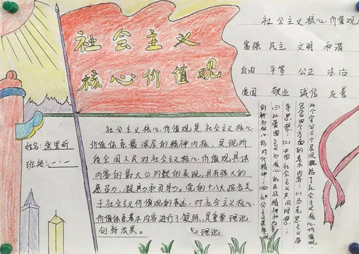 社会主义核心价值观手抄