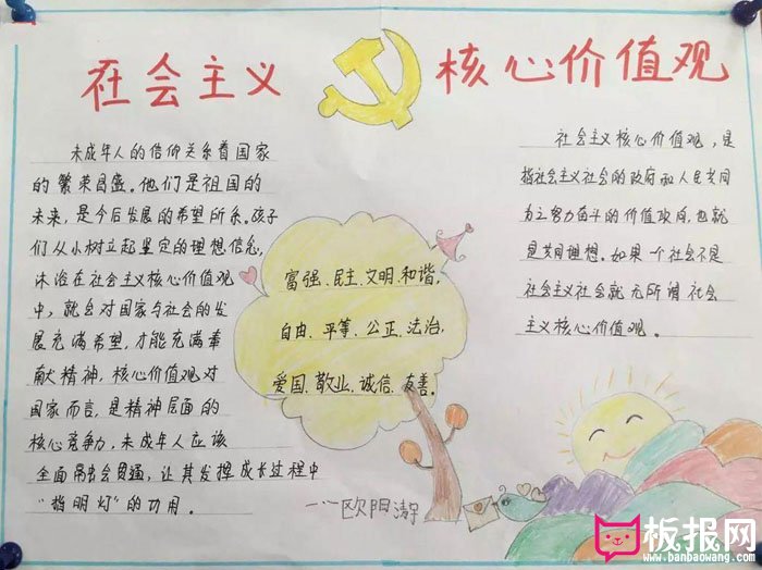 简单的小学生社会主义核心价值观手抄报