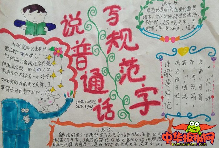 推广普通话手抄报简单漂亮，说普通话写规范字