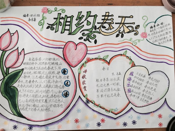 春天手抄报，春天在哪里春花开满地